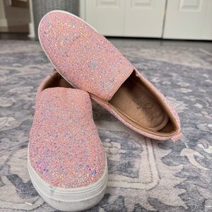 Sparkling Pink Slip-On Sneakers